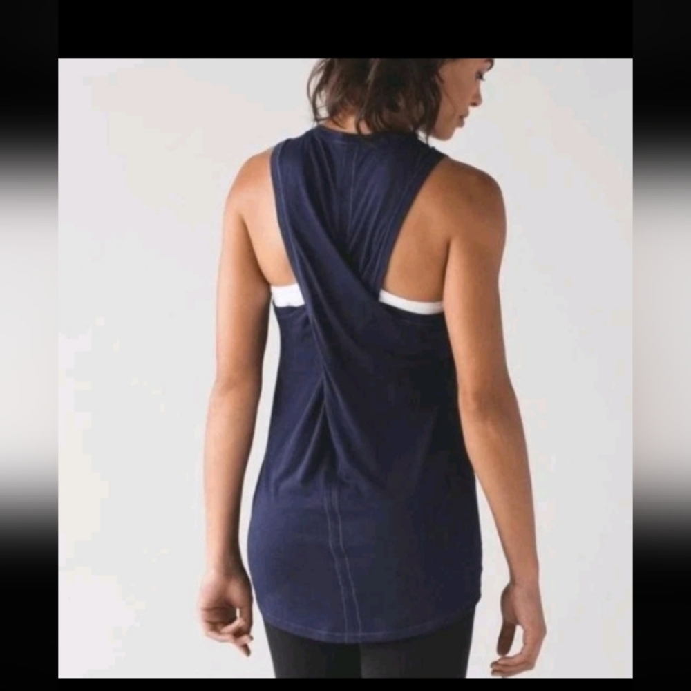 Lululemon Bend & Twist Navy Tank Top 6 - Picture 2 of 2